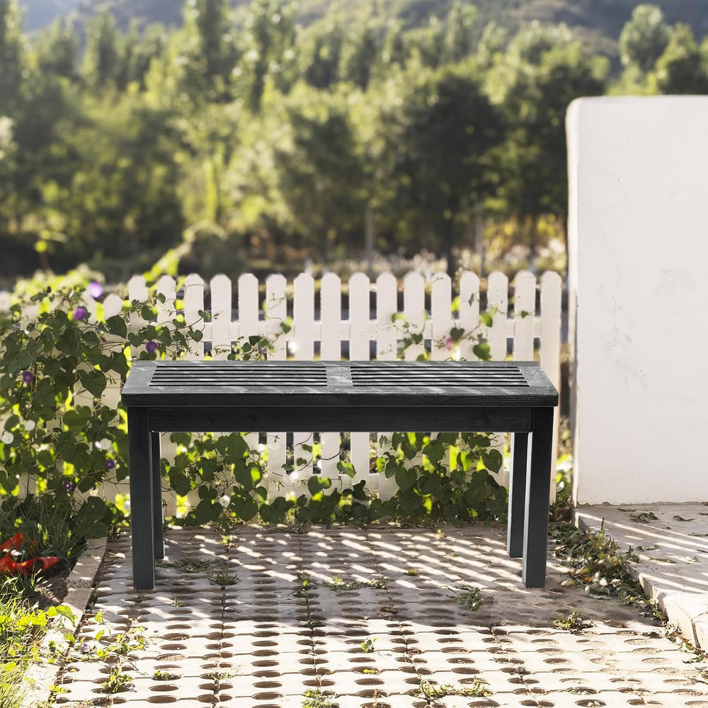 VINGLI Outdoor Wooden Bench, 40” Porch Bench Outdoor Backless Garden Bench, S...