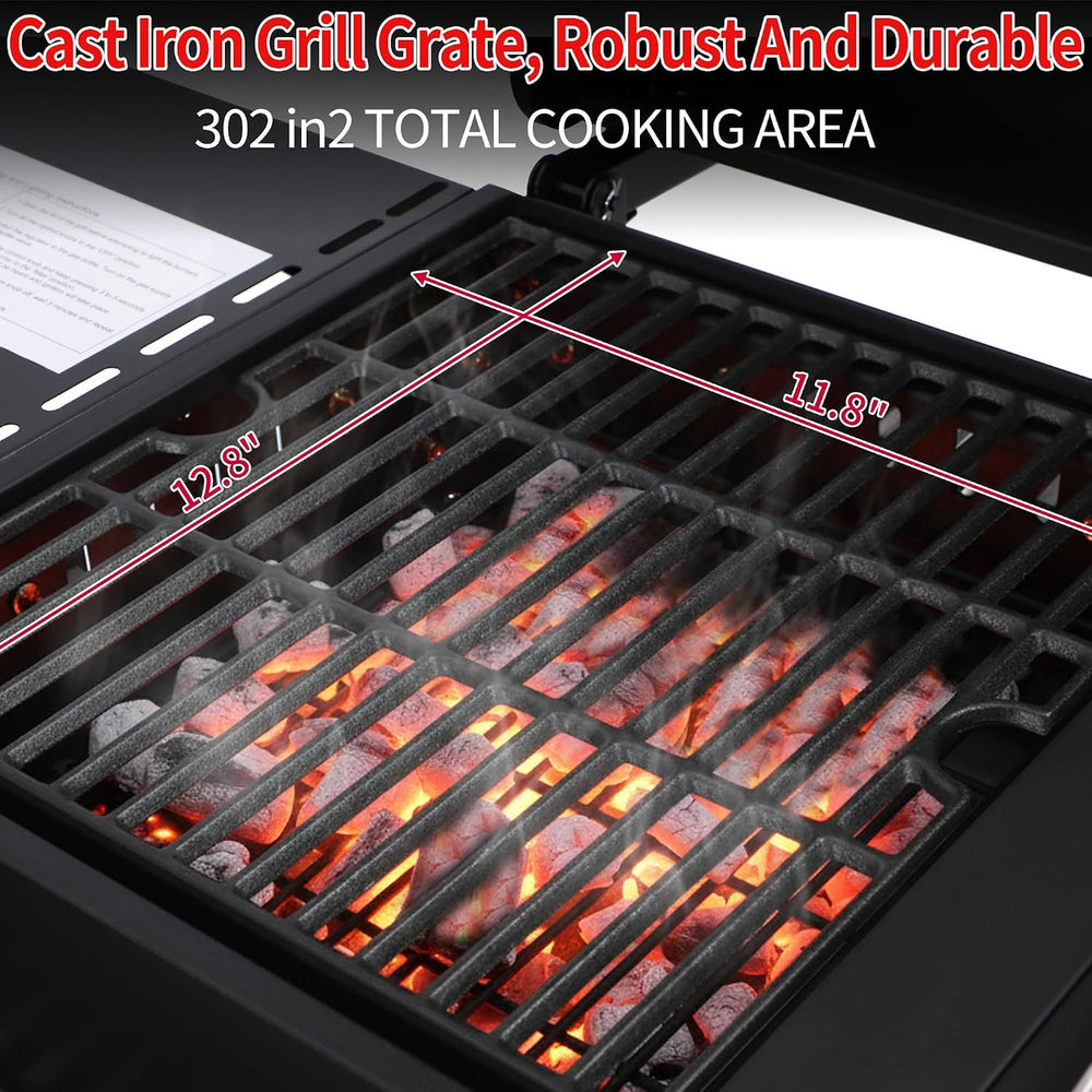 2-Burner Gas & Charcoal Combo Grill with Griddle, Black
