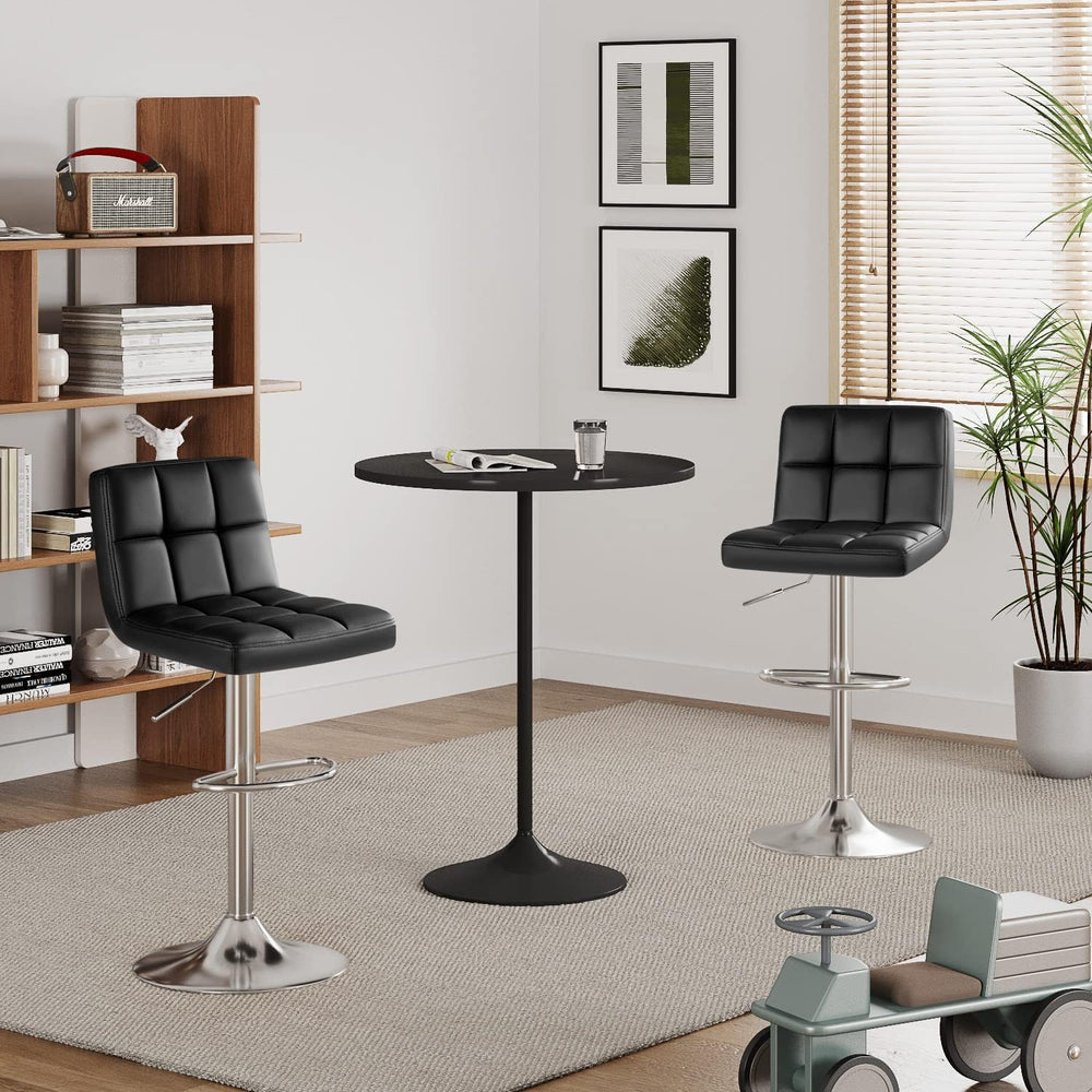 Furmax Bar Stools Modern Pu Leather Swivel Adjustable Hydraulic Bar Stool Squ...