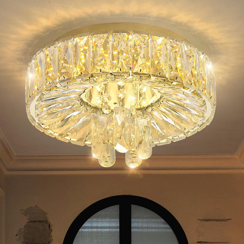 Mini Chandelier Modern Crystal Chandeliers for Hallway LED Flush Mount Ceilin...