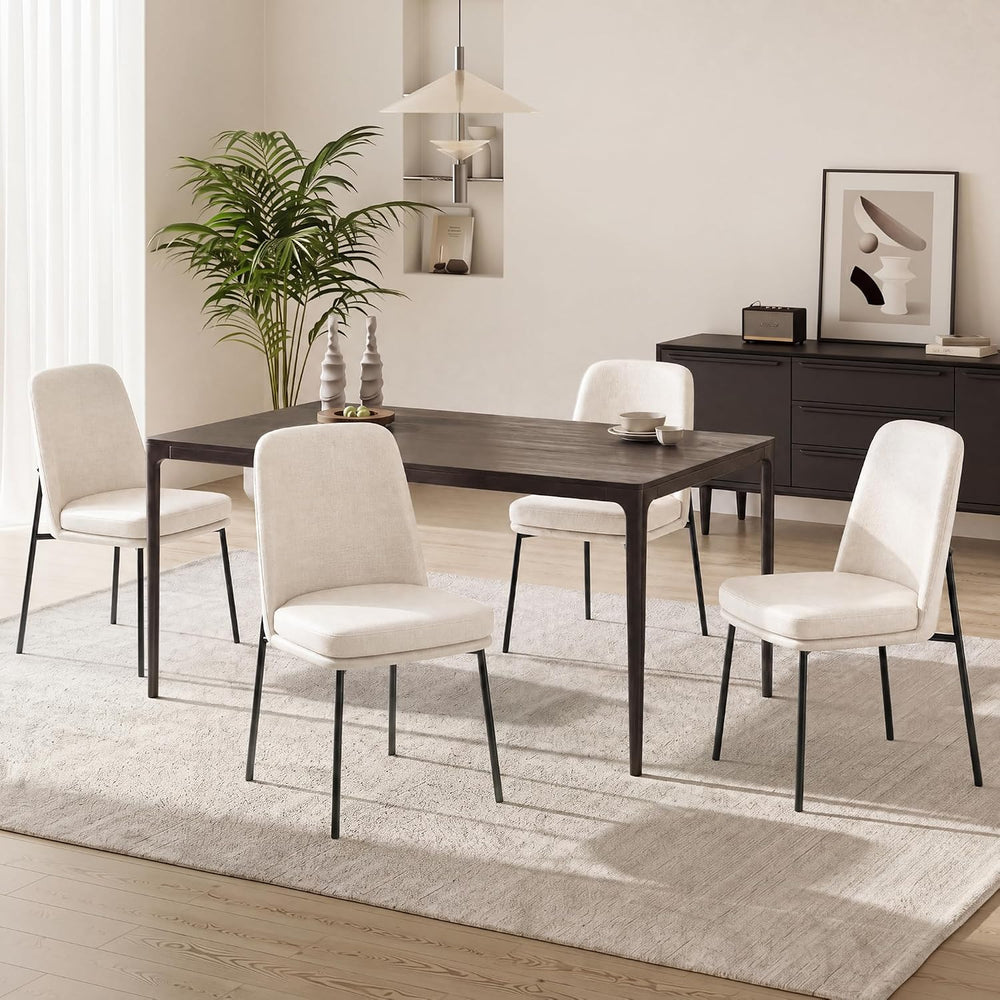 COLAMY Leather Dining Chairs Set of 2 with Metal Legs, Beige