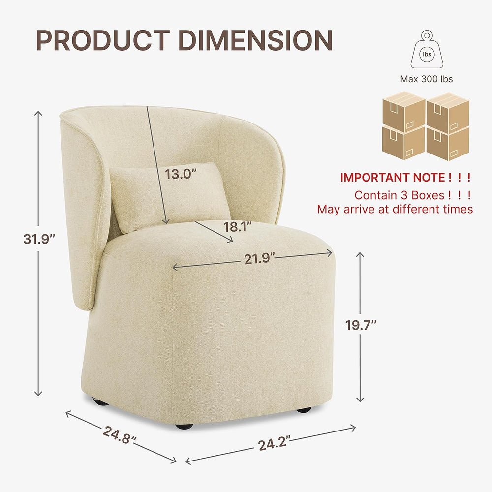 KISLOT Upholstered Dining Chairs with Wheels, Easy Assembly Stain Resistant F...