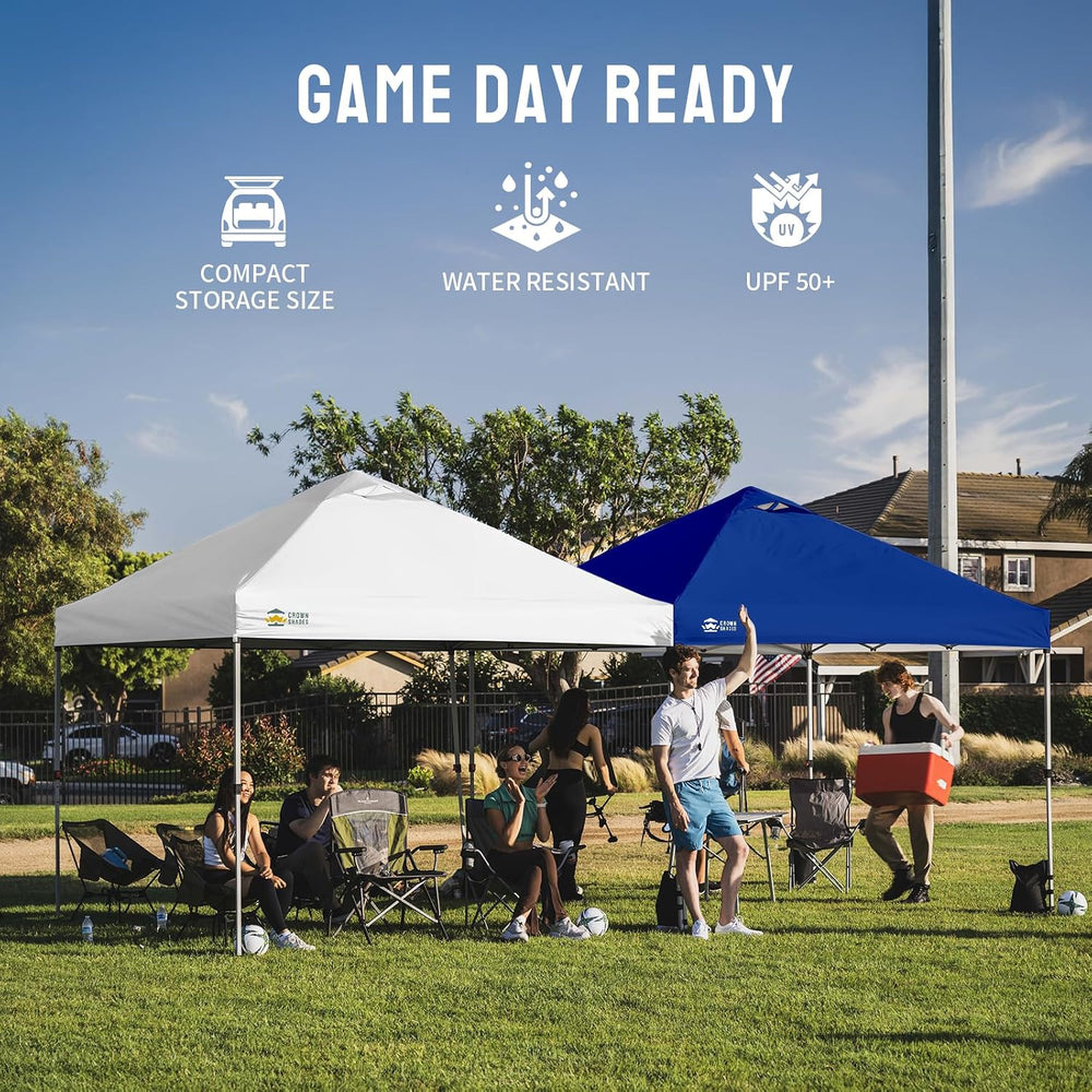 CROWN SHADES 12x12 Pop Up Canopy Tent with One Push Setup, Grid White