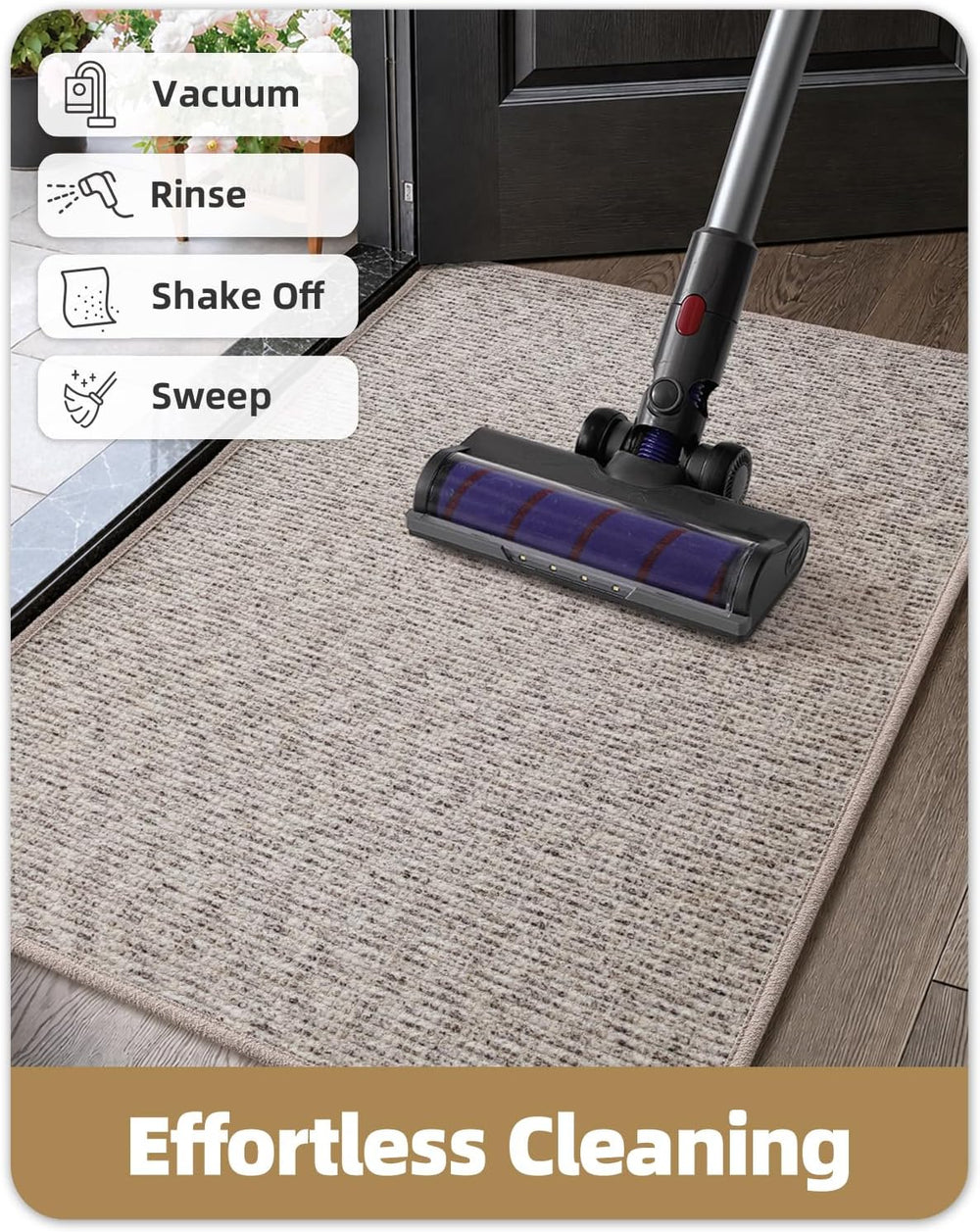 Color&Geometry Tweed-Style Thin Indoor Door Mat, 24"x36", Dirt ...