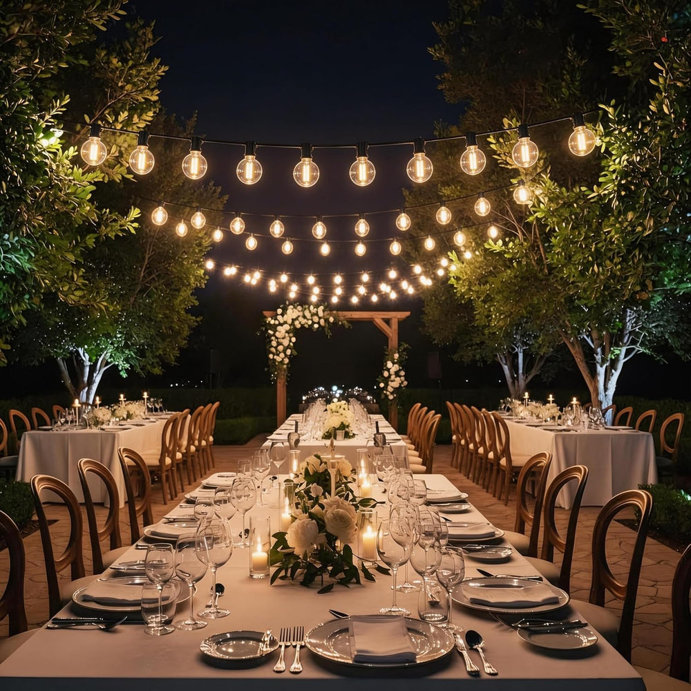 RTTY Outdoor String Lights 100 FT, Waterproof Patio Light 52 LED Bulbs