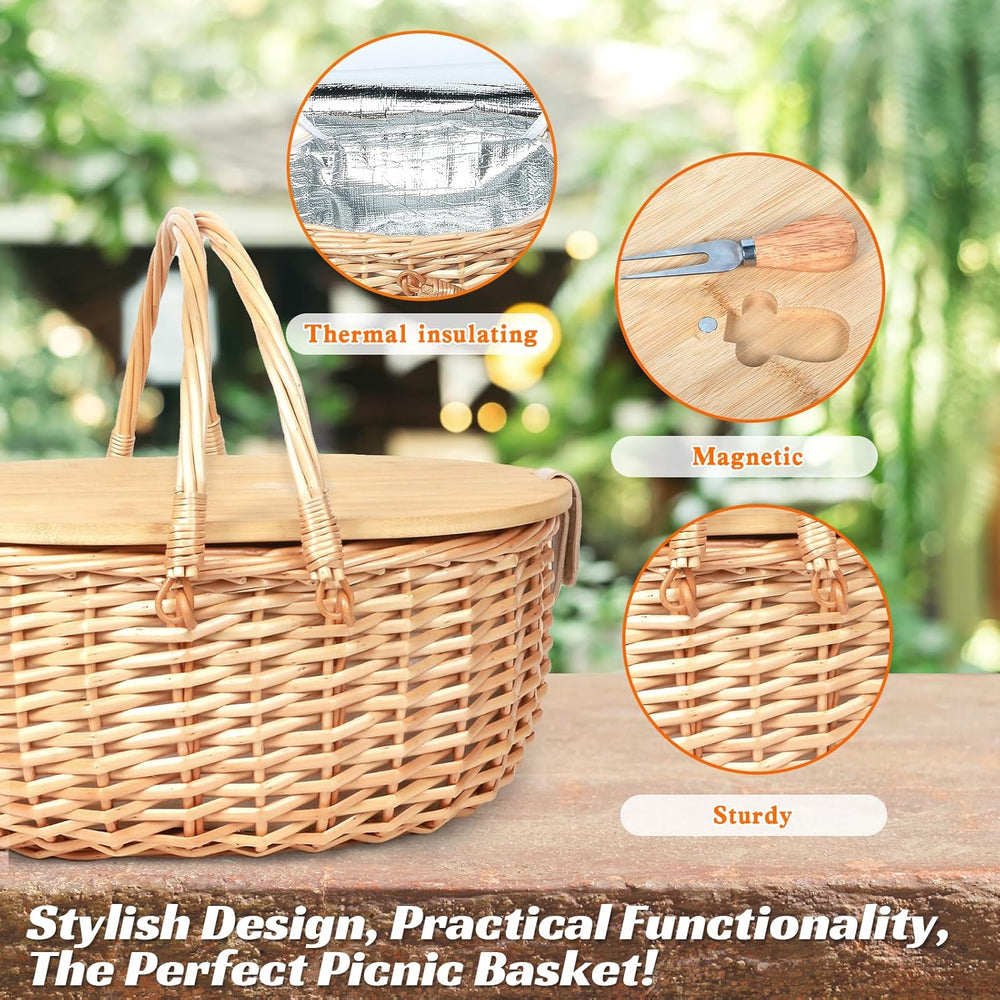 Hap Tim Wicker Picnic Basket Set with Charcuterie Boards for 2 - Unique Gifts...