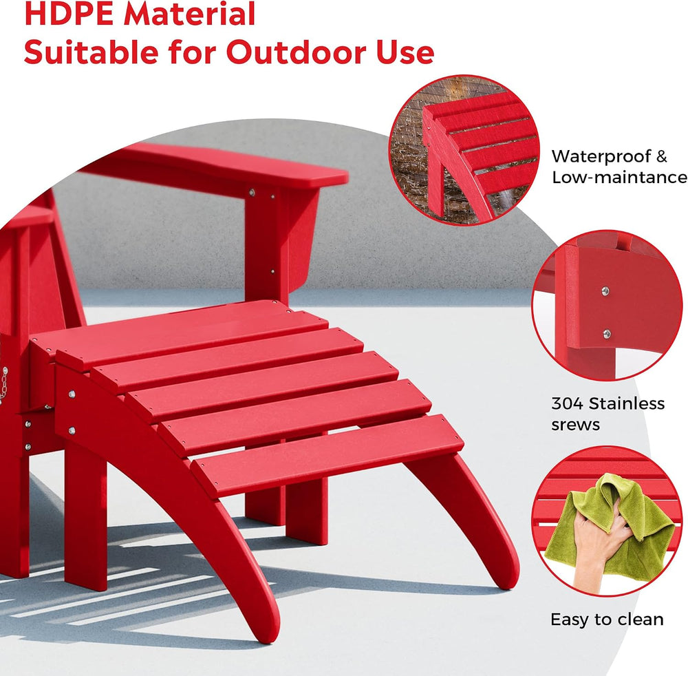 Costaelm Adirondack Chair Footrest Foldable Ottoman, Folding Ottoman Outdoor ...