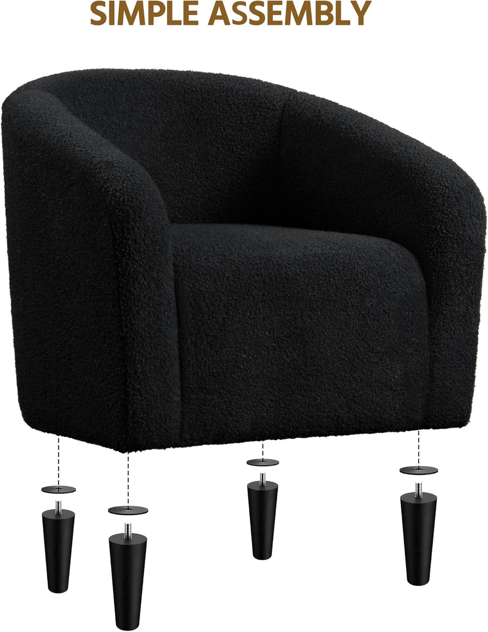 Yaheetech Small 25.5in Wide Sherpa Barrel Accent Chair for Bedroom, Black