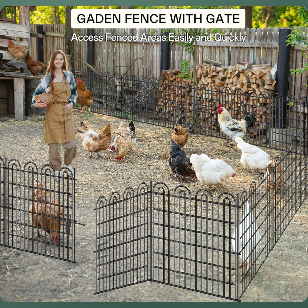 15 Panels Tall Garden Animal Barrier Fence with Gate, 33 in(H) X 36.8 ft(L) N...