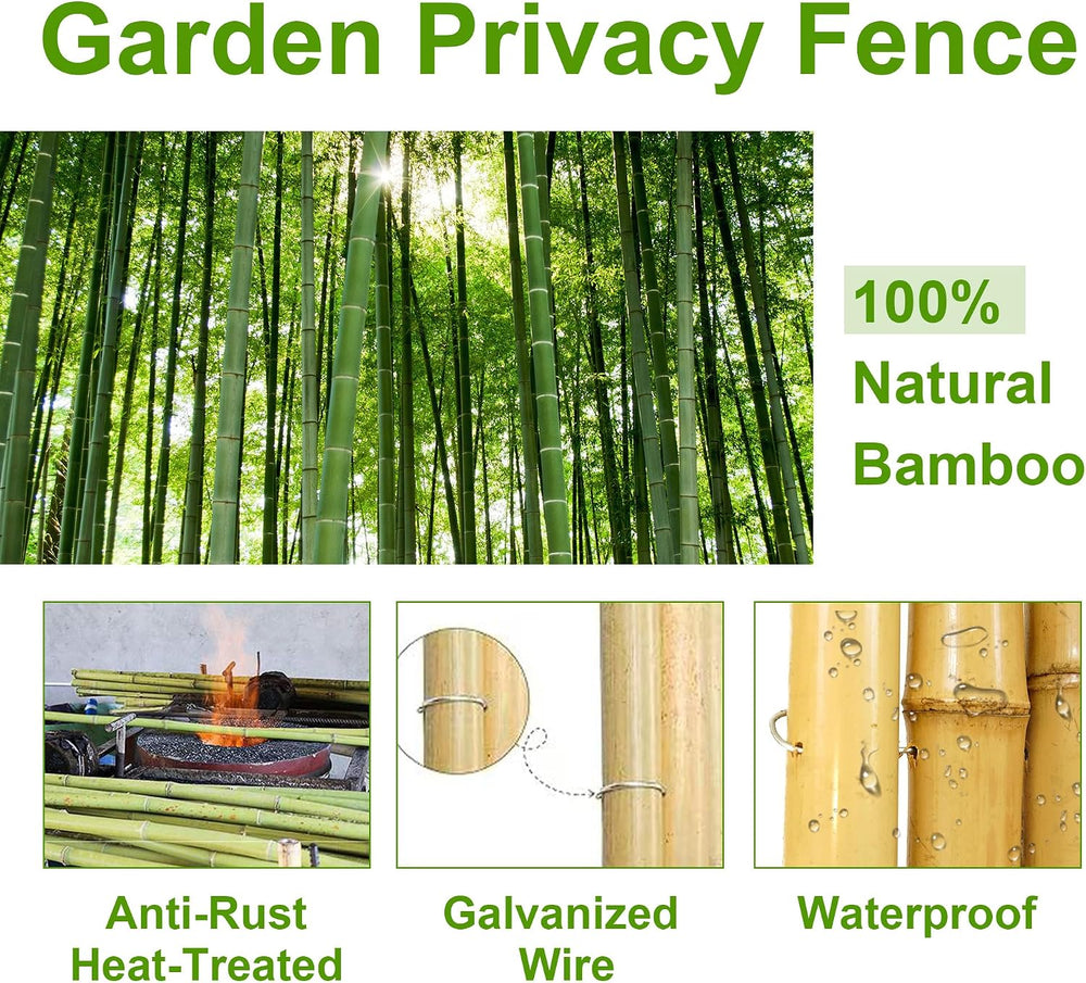 Bamboo Fencing Roll 6 ft High x 8 ft Long x 0.75 in D, Natural Bamboo Privacy...