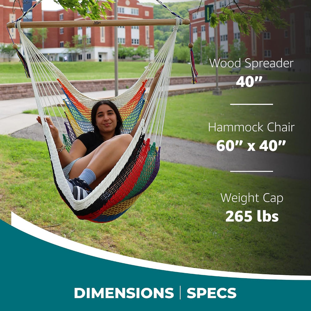 Bliss Hammocks Tahiti Hammock Chair with Spreader Bar, Multicolor