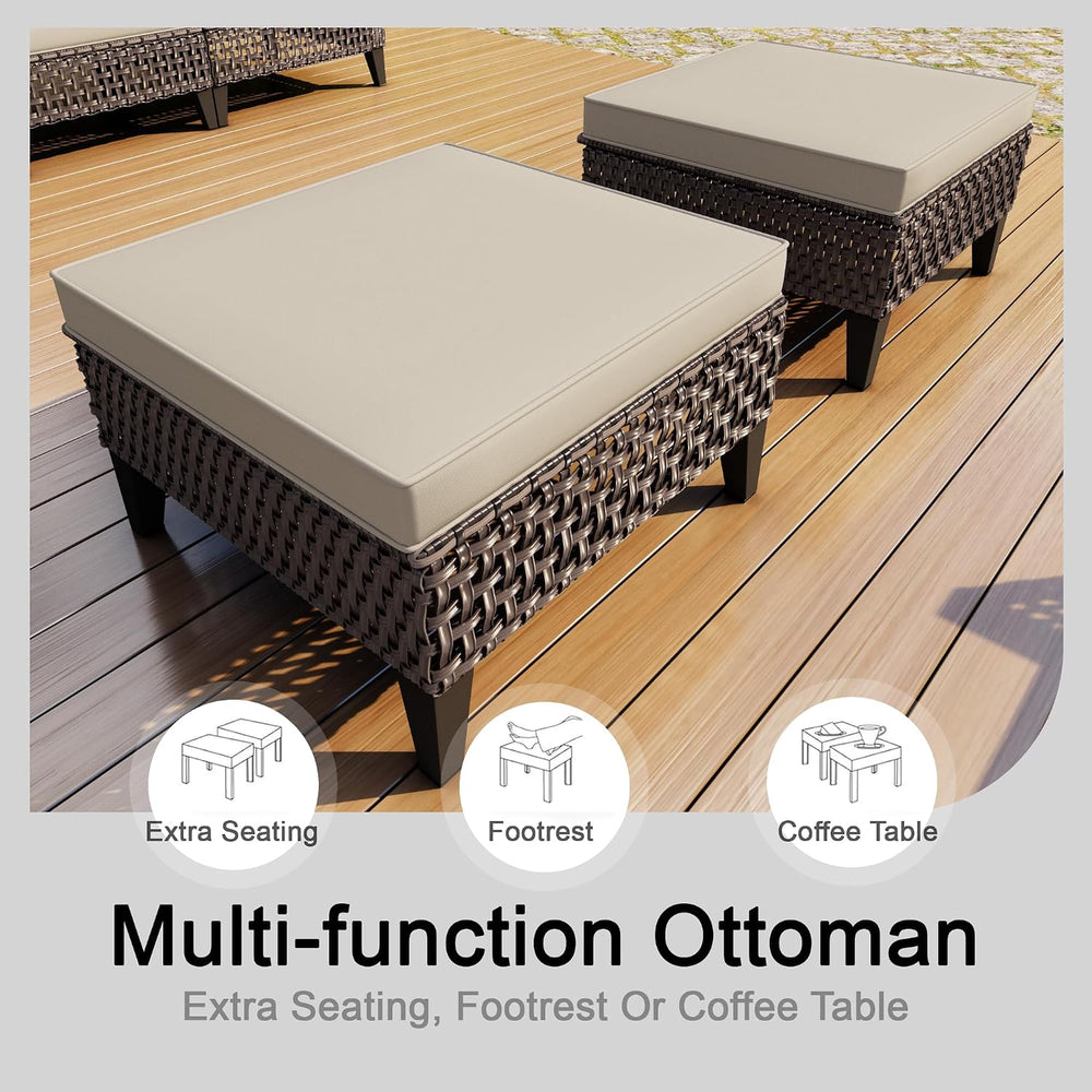 15 Pieces Outdoor Furniture Set, Patio Conversation Sets (Beige Cushions)