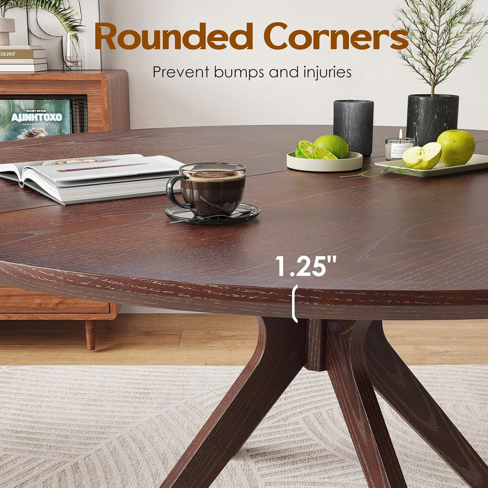 Soohow 47.2" Solid Wood Round Dining Table for 4-6 People with Intersect...