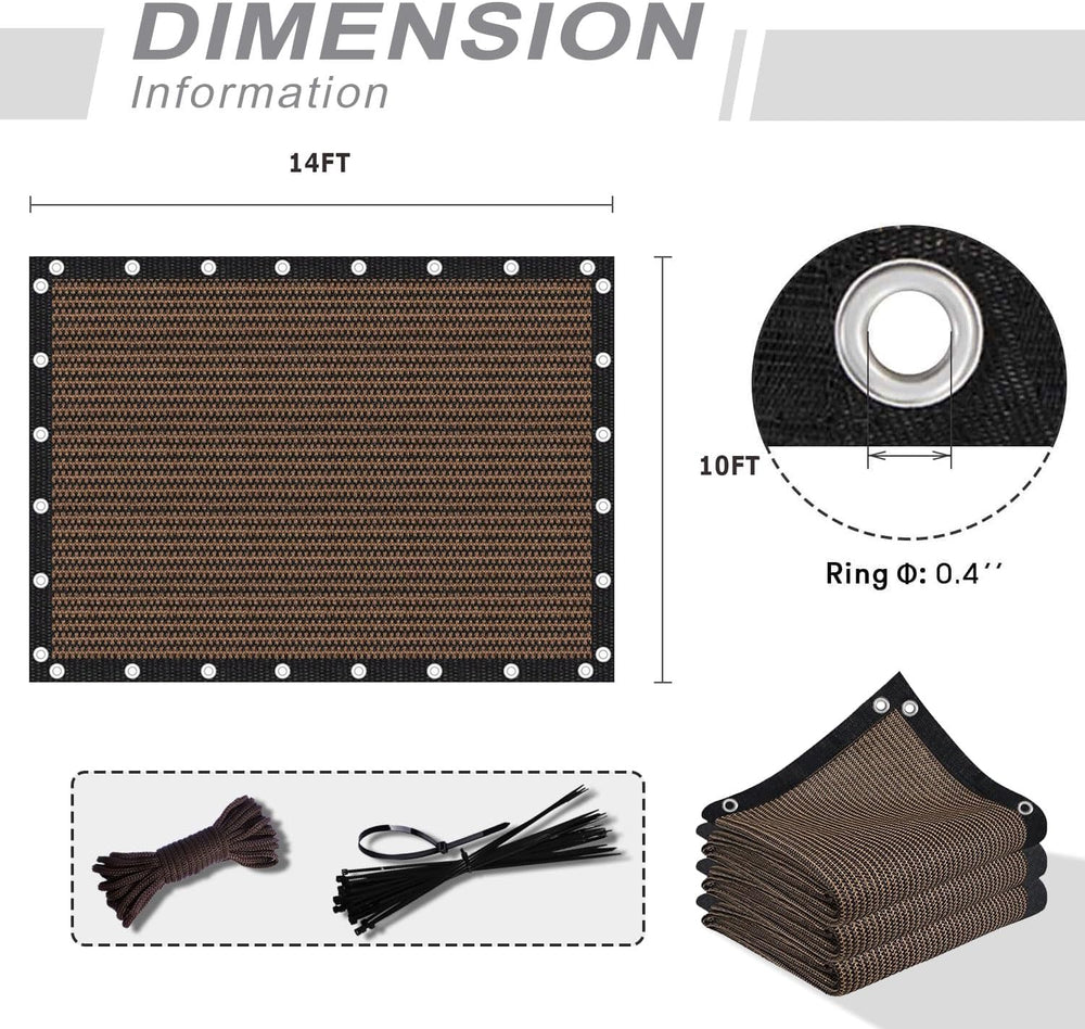 VICLLAX 90% Shade Fabric Sun Shade Cloth Privacy Screen with Grommets for Pat...