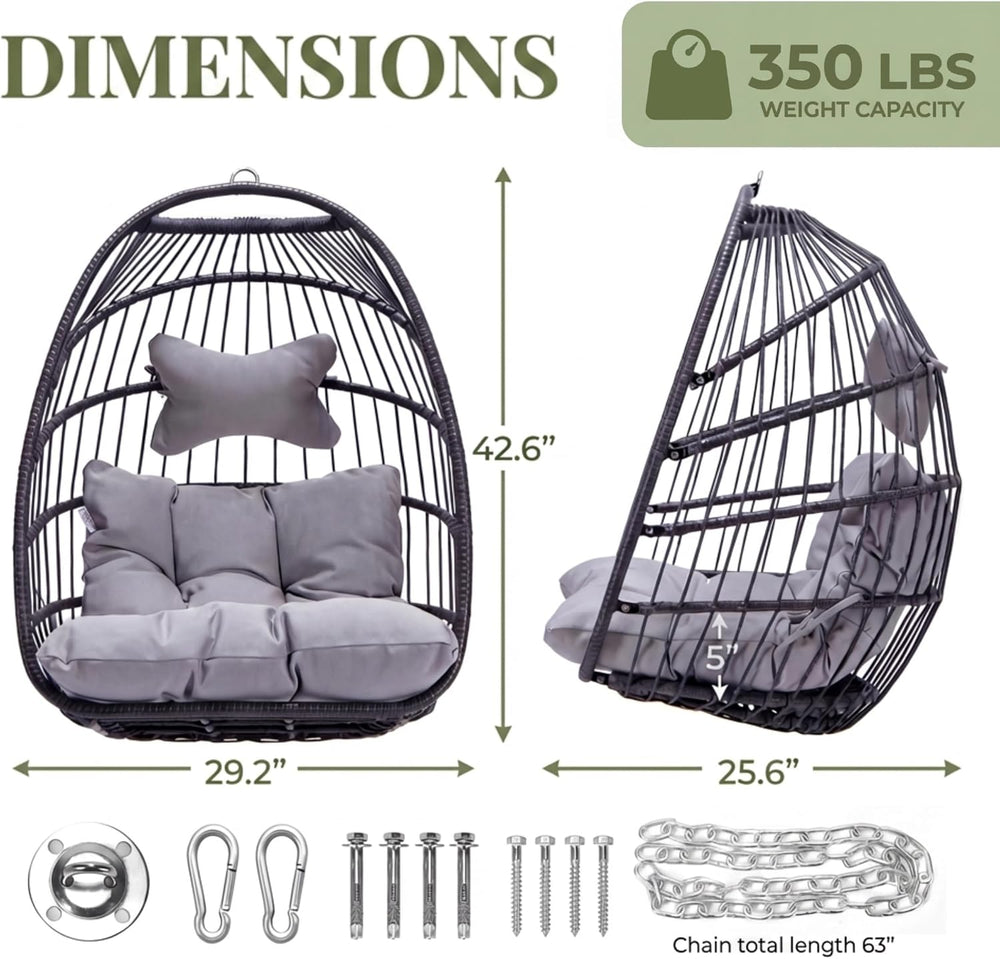 RADIATA Outdoor Hanging Egg Chair Without Stand, Rattan Swing Basket Chair