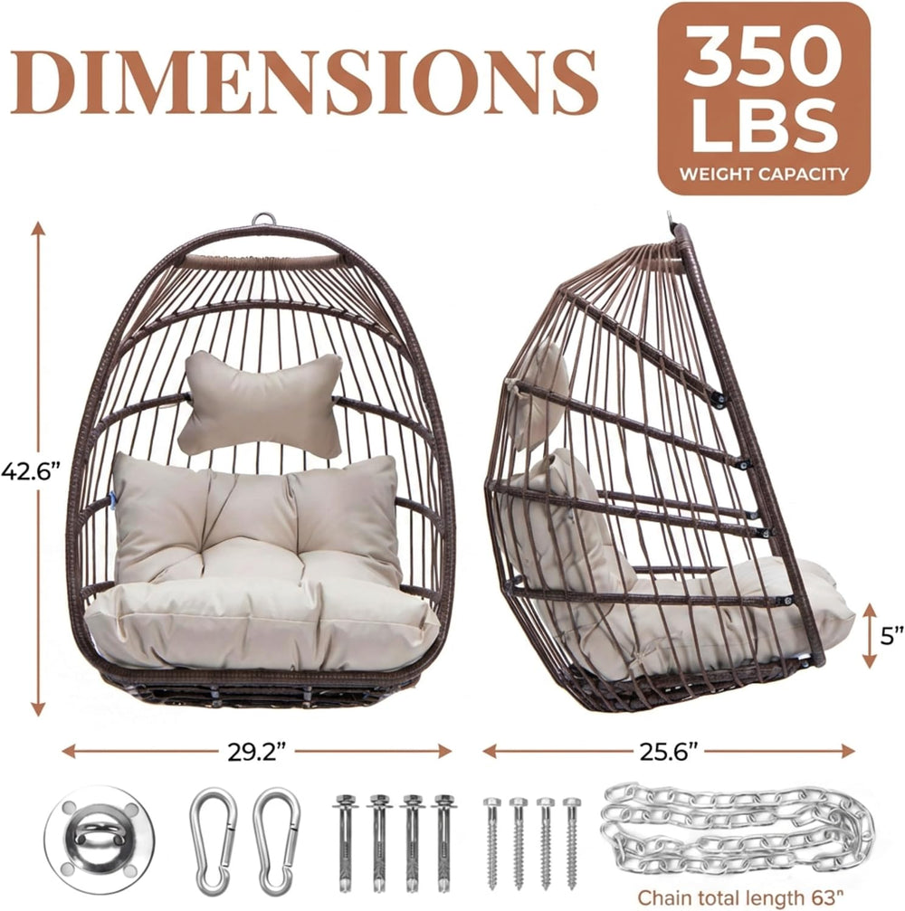 NICESOUL Egg Chair Without Stand Outdoor Indoor, Patio Wicker Swing Hanging E...