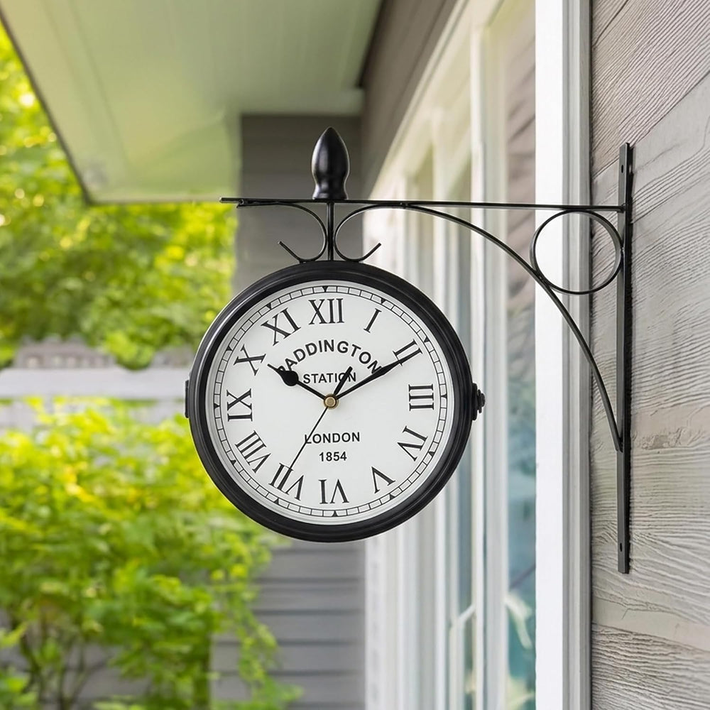 JHY DESIGN 12-Inch Double-Sided Wall Clock Waterproof Indoor Outdoor Clock Ha...