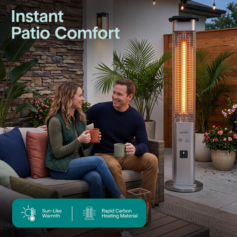 SereneLife Outdoor Electric Patio Heater - 900W Infrared Heater with Remote, ...