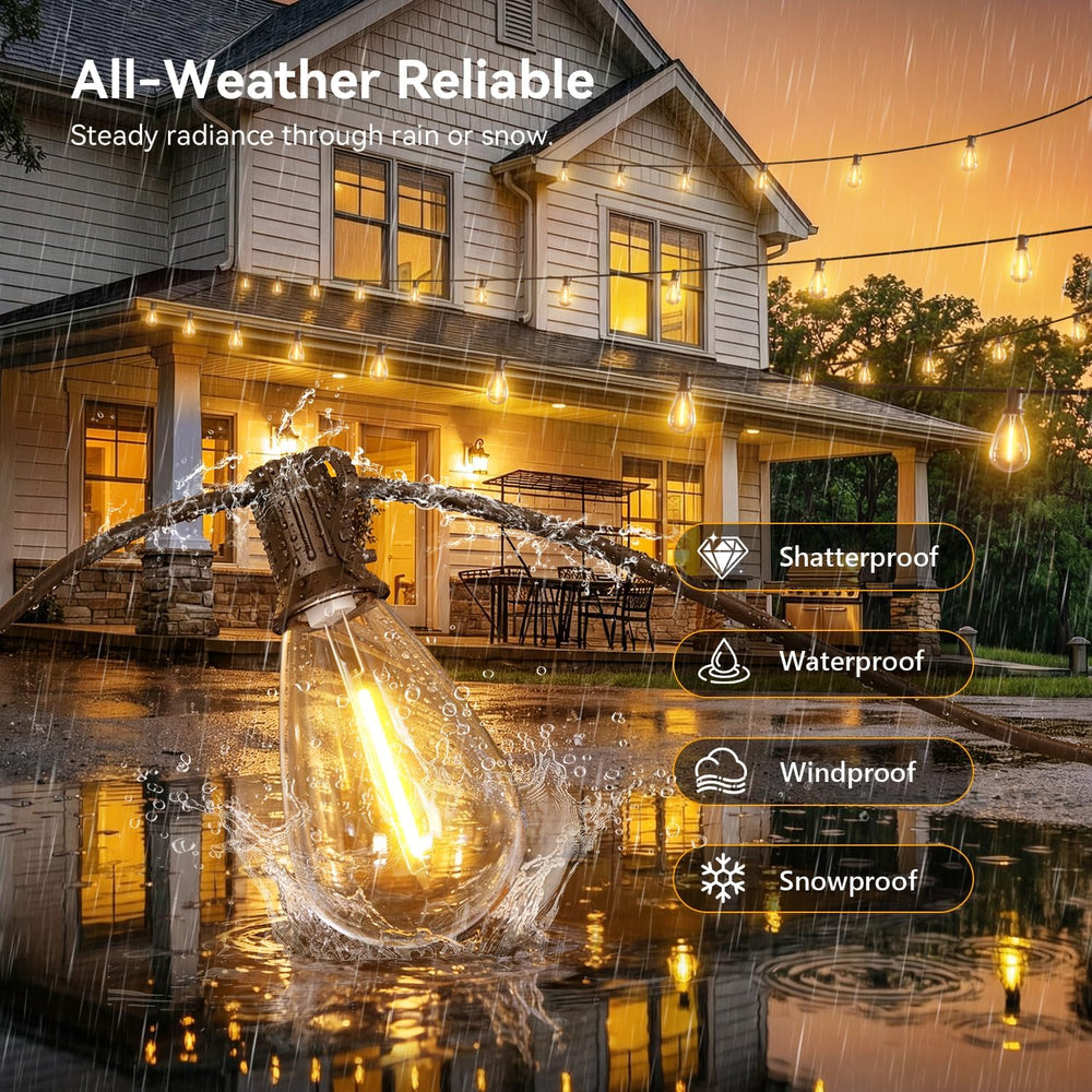 200FT Outdoor String Lights with Remote, Waterproof Patio Lights with 72+2 Sh...