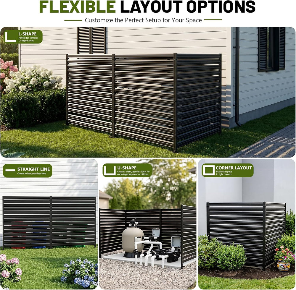 2 Panel No Dig Privacy Fence Screen, 42" H × 38" W Metal Outdoor Ai...