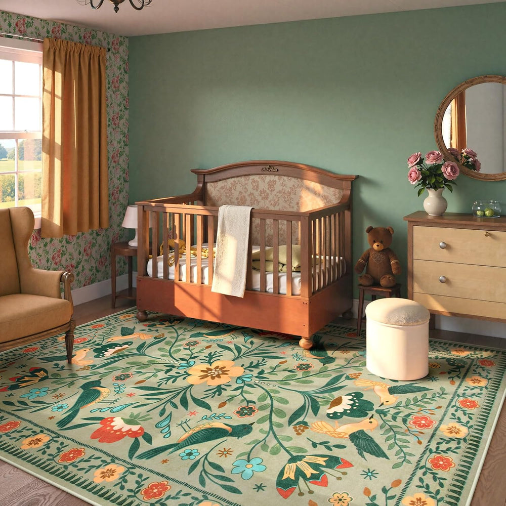 Moynesa Green Washable 8x10 Area Rugs for Living Room Bedroom Dining Room, Mo...