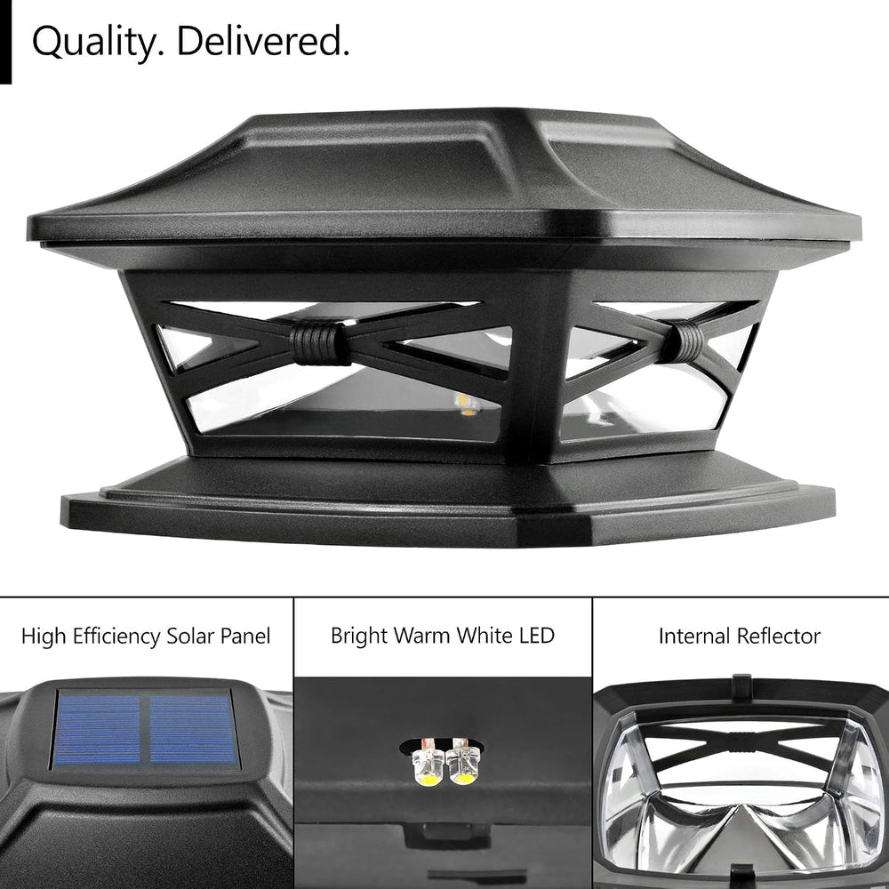 Davinci Flexfit Solar Outdoor Post Cap Lights, 4x4 5x5 6x6, Bright LED, 4PK