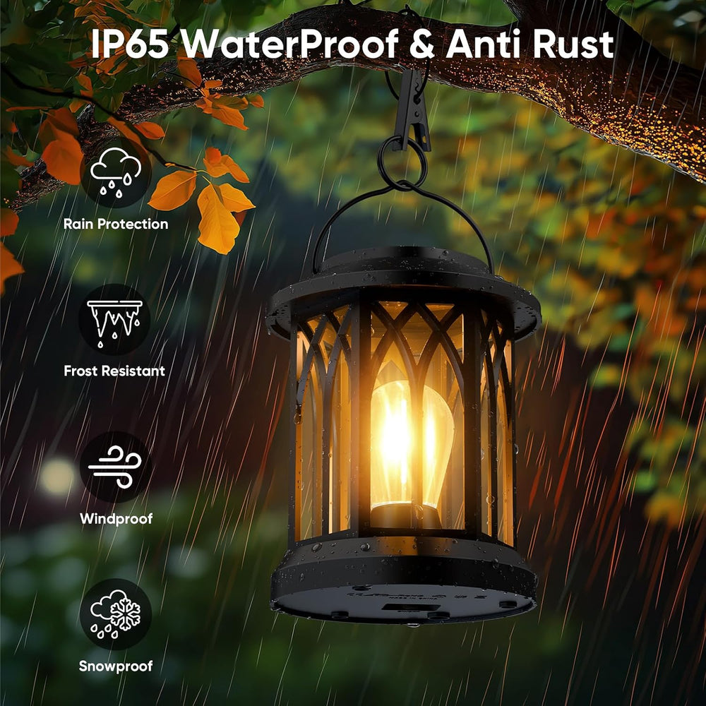 Solar Lanterns Outdoor Waterproof 4-Pack: Hanging Lantern Accent Warm Light