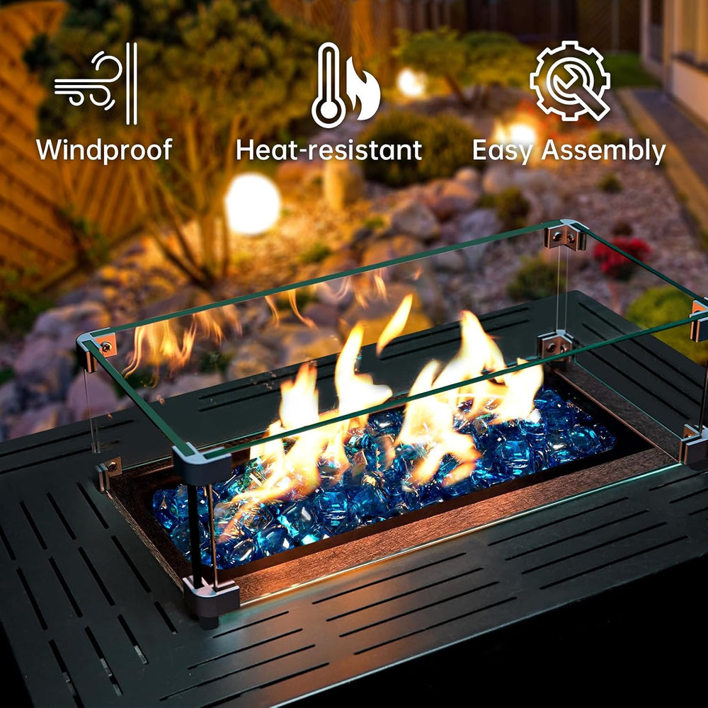 Fire Pit Wind Guard, 23.5" x 7.5" Fire Pit Wind Guard Rectangle