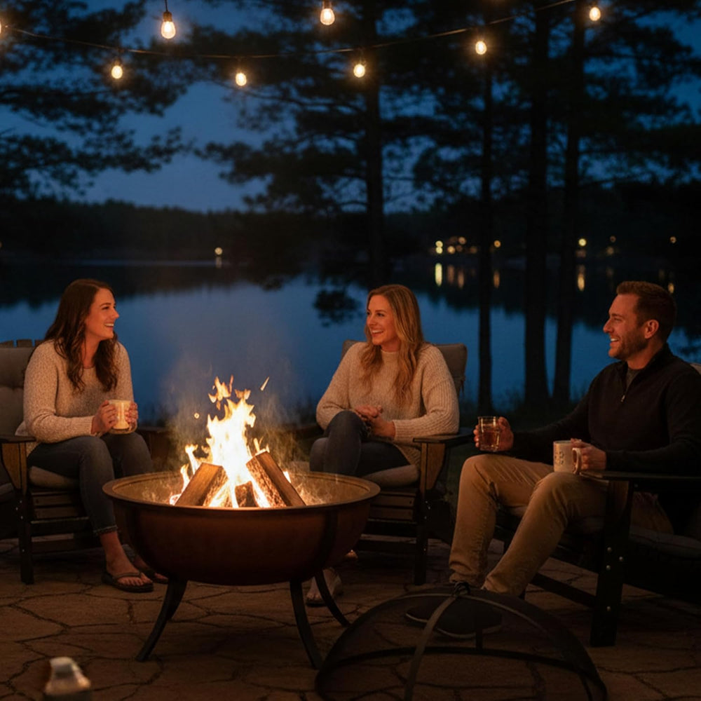 Sunnydaze Round Steel Outdoor Wood-Burning Fire Pit, 32", Copper
