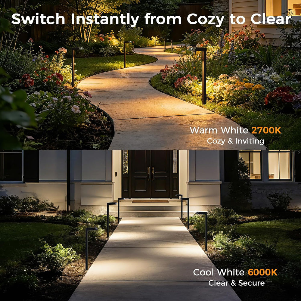 XMCOSY+ Solar Pathway Lights, 4 Pack Metal Motion Sensor Outdoor Lights
