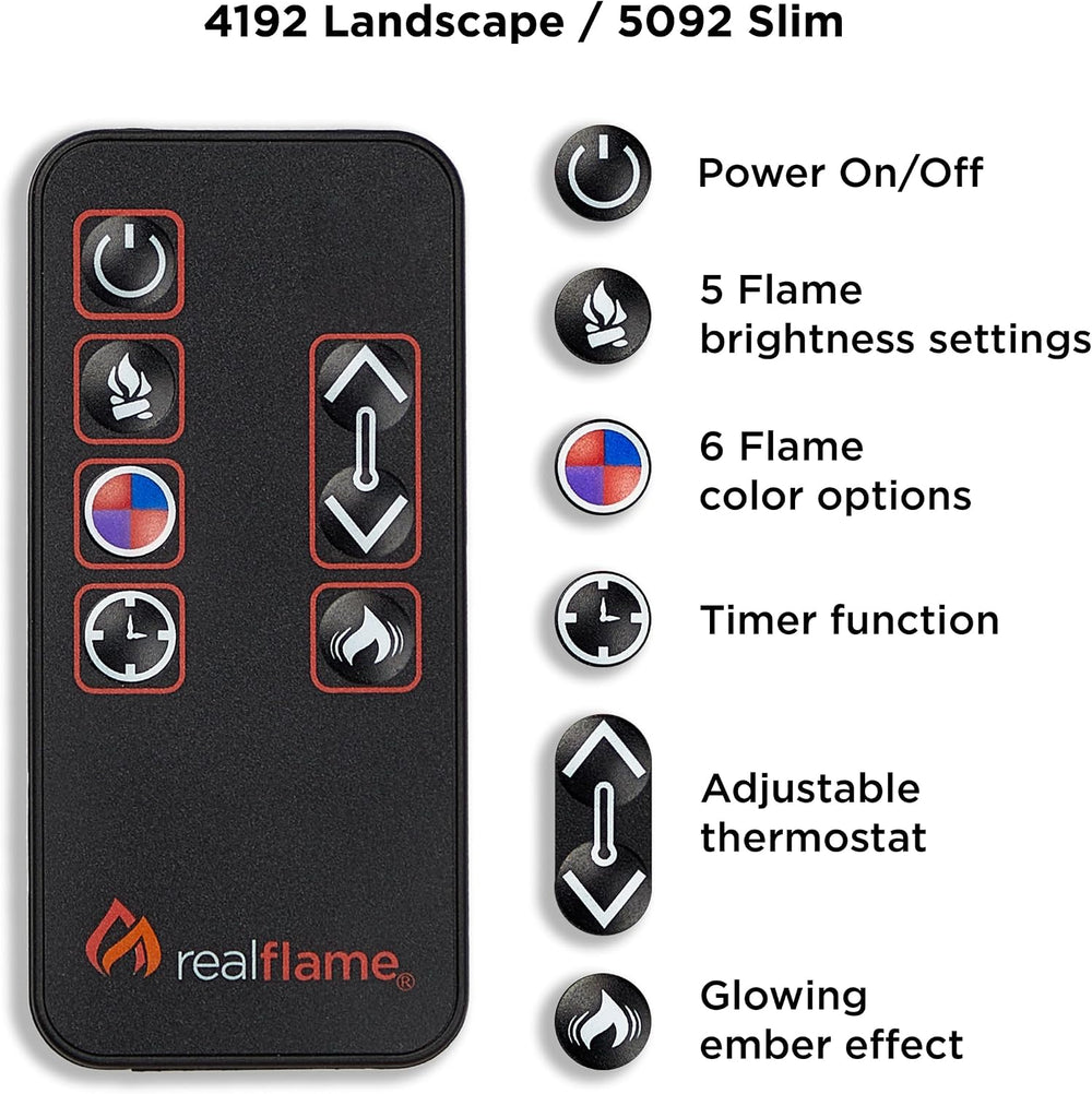 Real Flame Crawford Slim Indoor Electric Fireplace with Mantel for Living Roo...