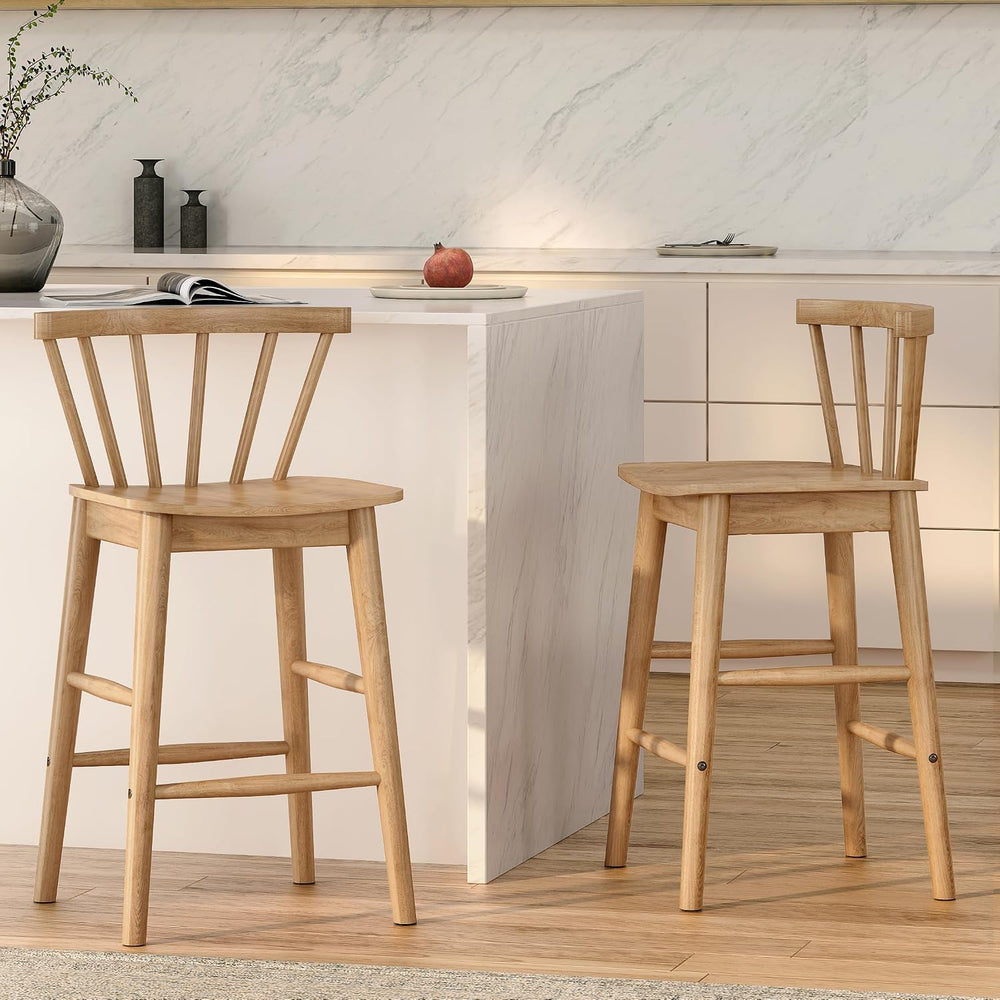 Modern Bar Stools Set of 2, 24" Wooden Counter Height Barstools, Modern ...
