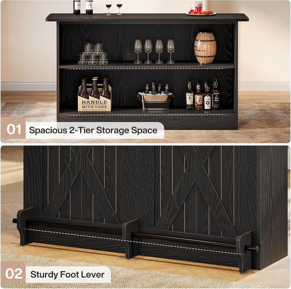 Tribesigns 63'' Bar Table, 2-Tier Bar Cabinet Pub Table with Footrest