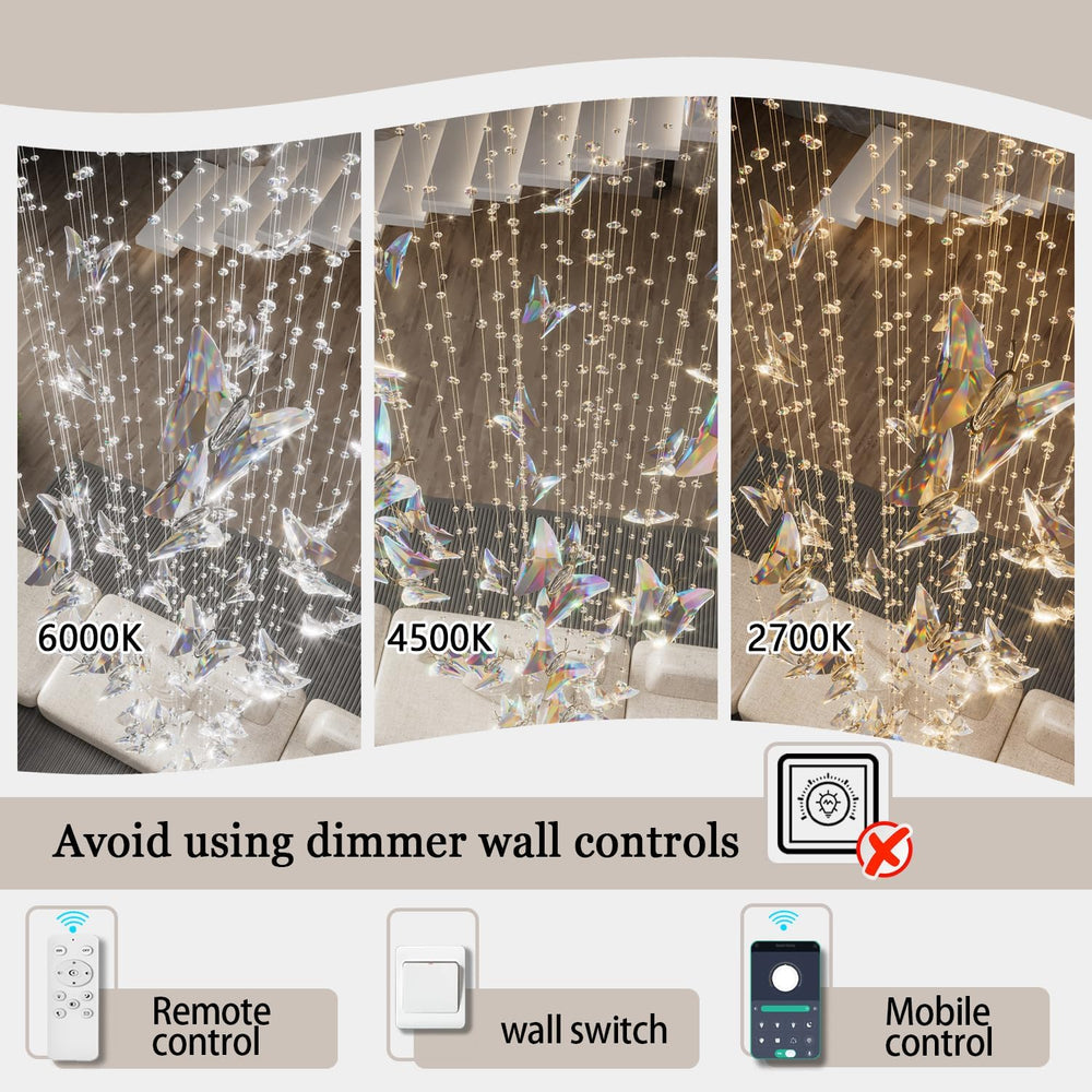 ykolupty H138 High Ceiling Chandelier - Modern Crystal Raindrop Large Chandel...