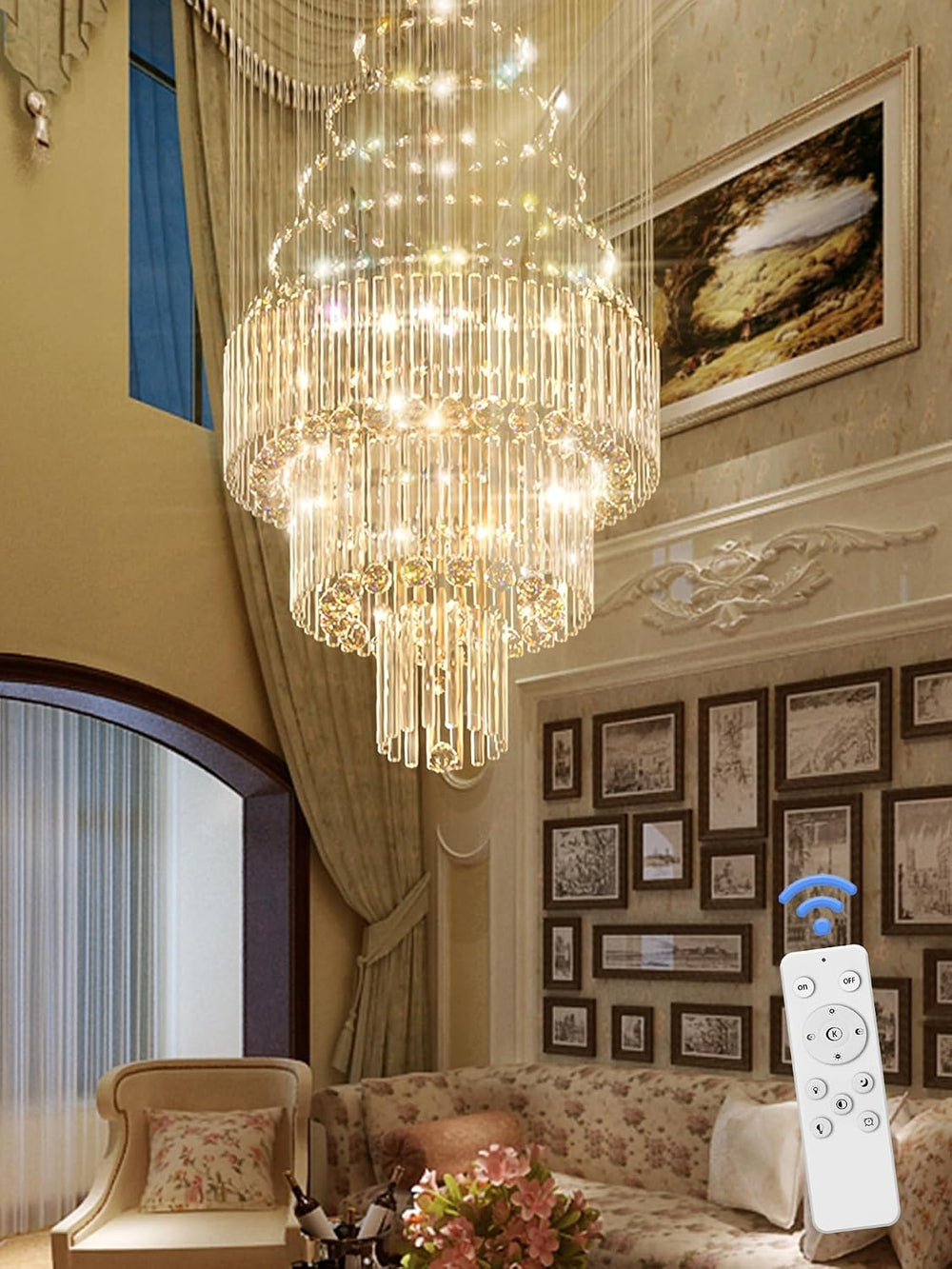 Flashing God D24''XH86'' Large Crystal Chandelier Modern Crys...