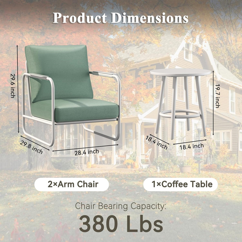 3 Pieces Aluminum Outdoor Patio Conversation Set with Coffee Table