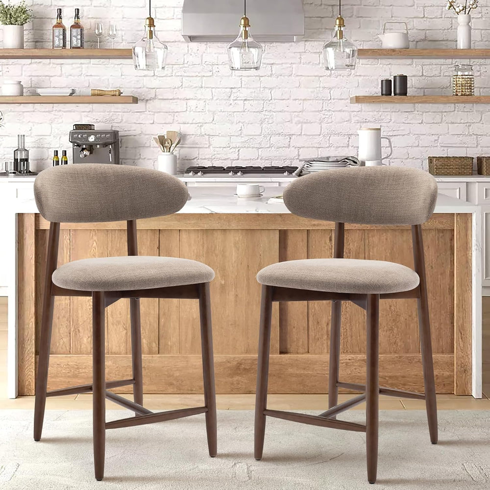 COLAMY Bar Stools Set of 2, Counter Height BarStools with Back, Mid Century M...