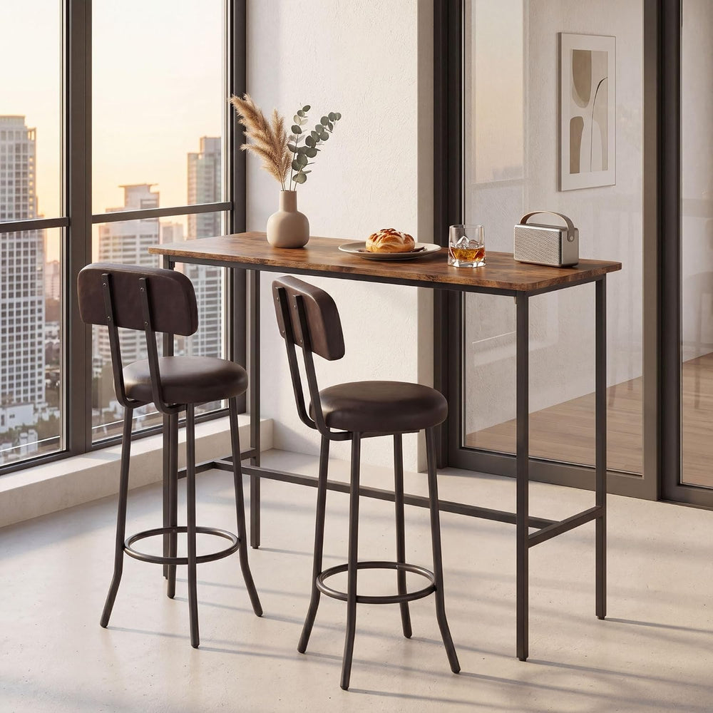 GIANTEX 3-Piece Bar Table and Chairs Set, Counter Height Pub Table and 2 Upho...