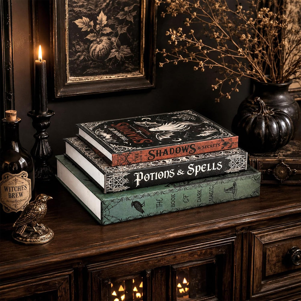 3 Pcs Halloween Decorative Book Boxes, Gothic Spellbook Faux Book
