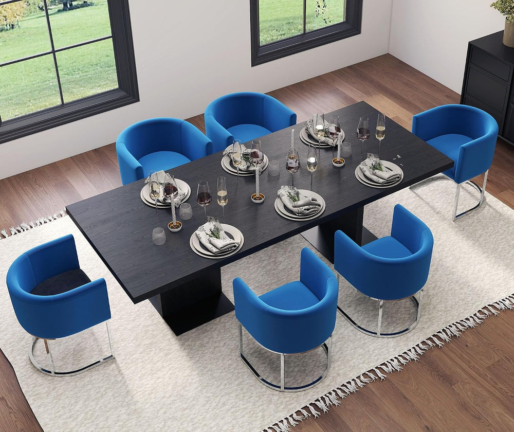 HNY Mid Century Modern Upholstered Barrel Dining Chairs with Arms Set of 6, V...
