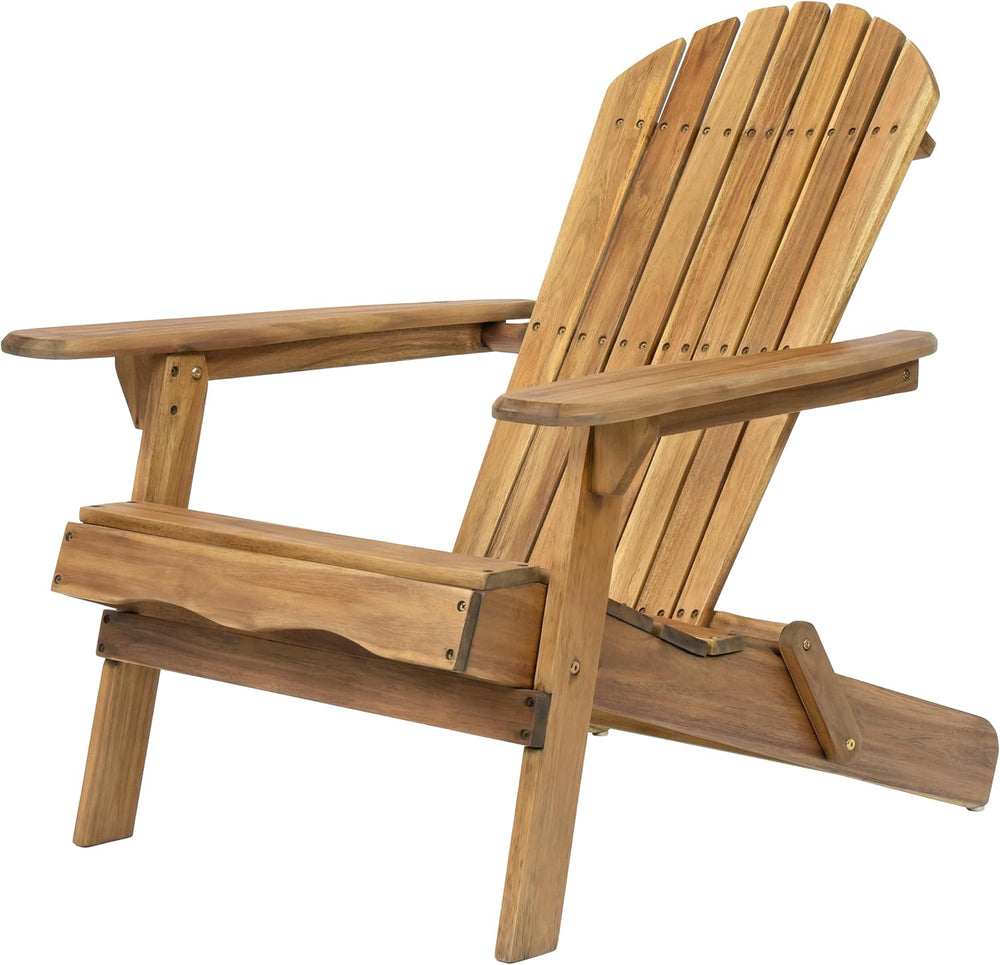 Christopher Knight Home Hanlee Folding Wood Adirondack Chair, Natural Stained...