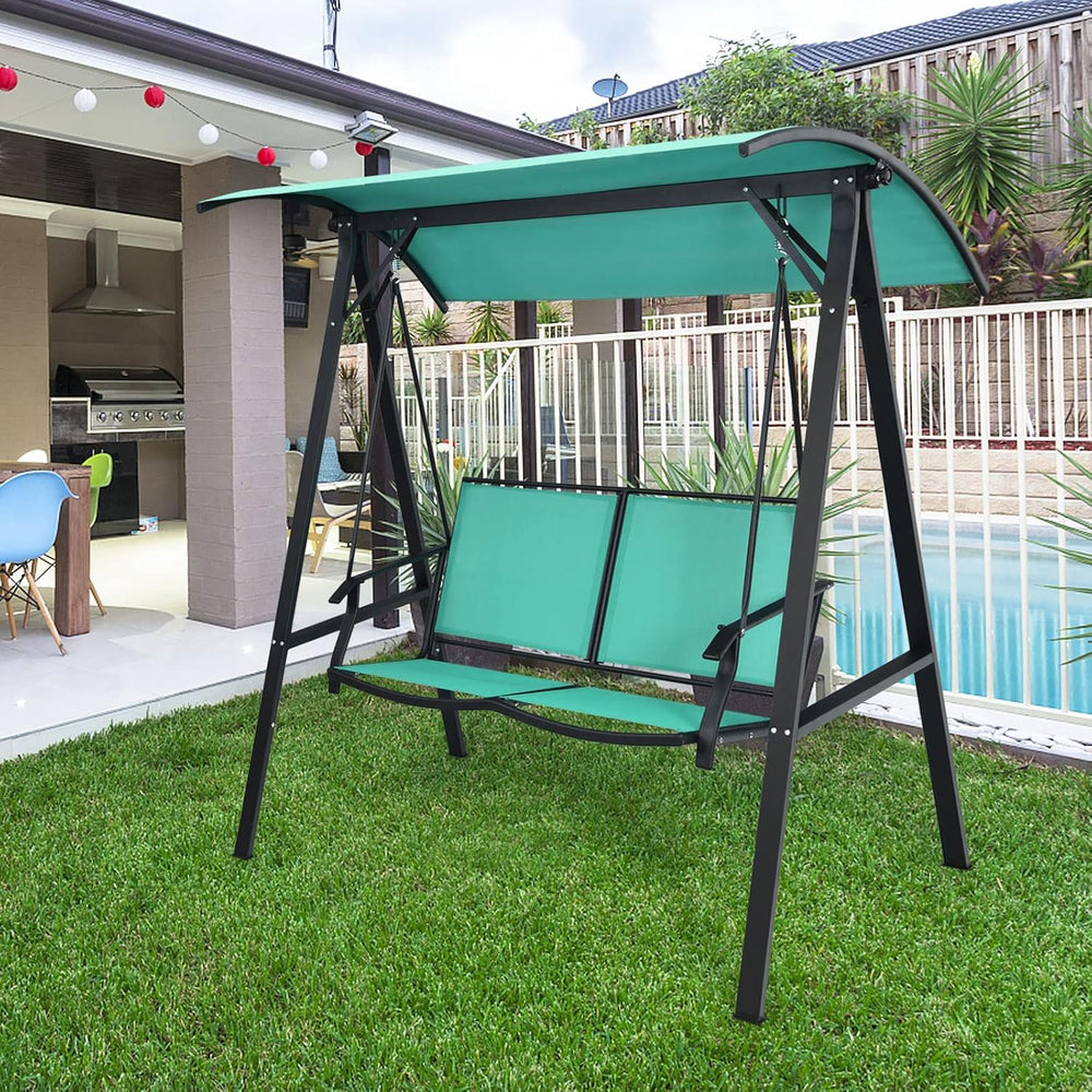 Tangkula 2-Person Patio Swing, Weather Resistant Porch Swing with Adjustable ...