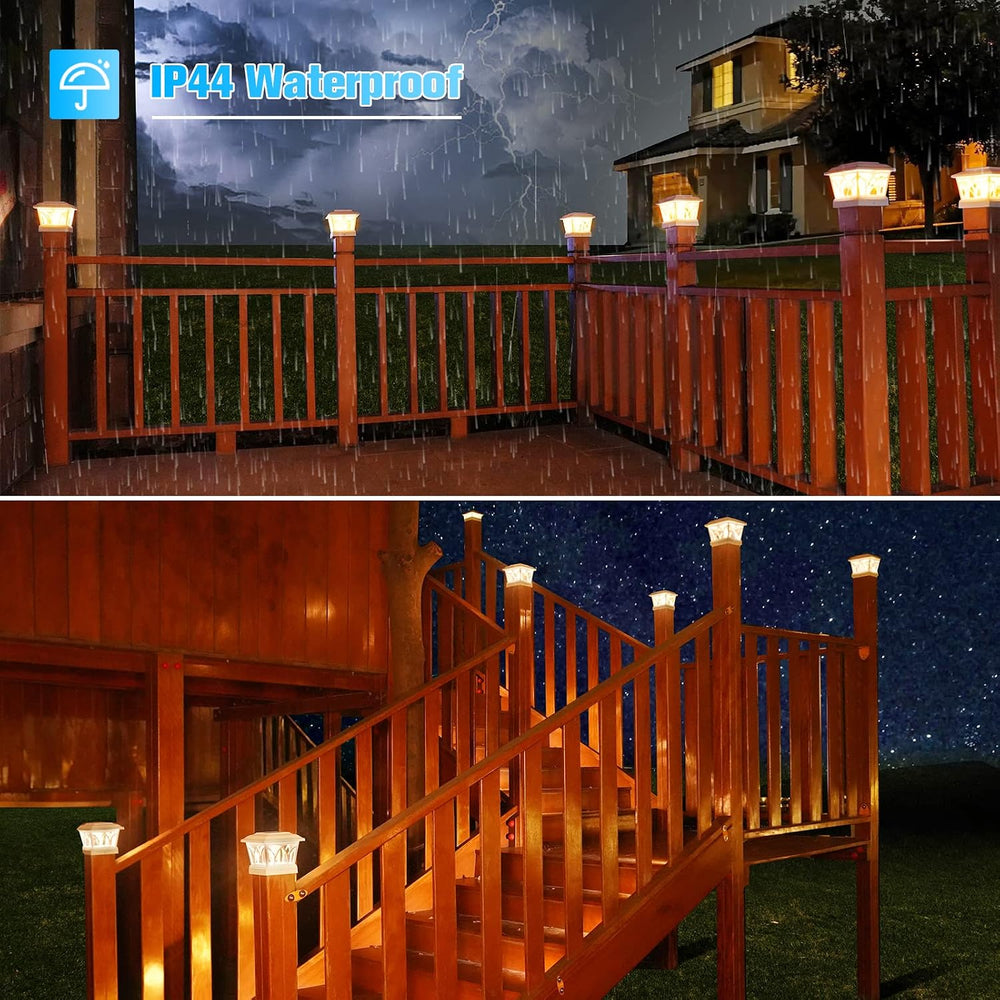 VOLISUN Solar Fence Post Cap Lights, Edison LED 2 Modes 8Pack,Slate White