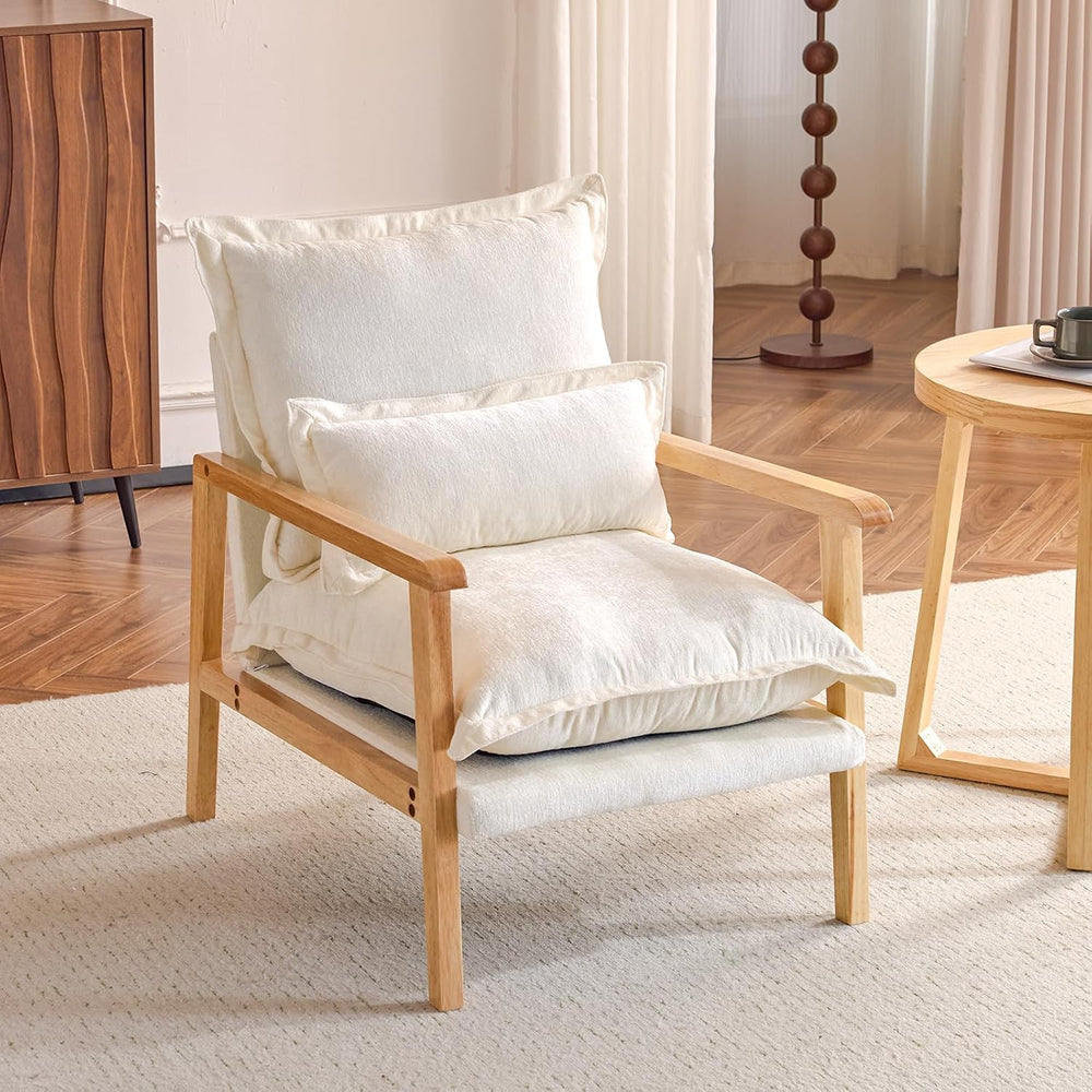 VINGLI Mid-Century Modern Cloud Accent Armchair with Lumbar Pillow, 6.3'&...