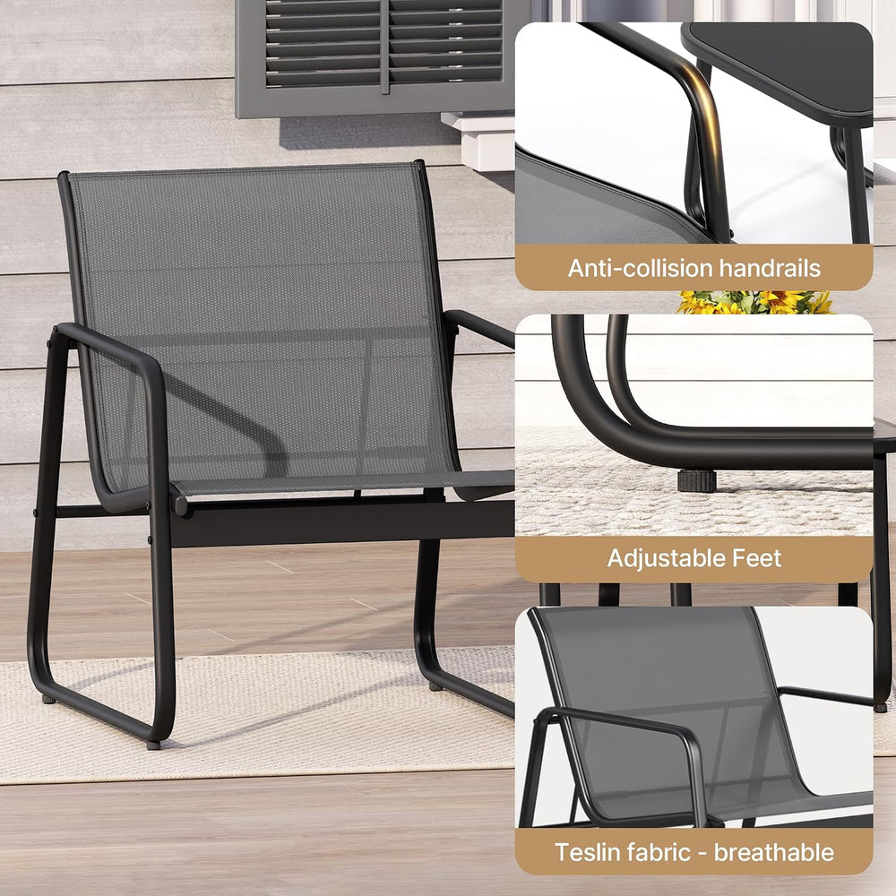 Gizoon Patio Chairs Set of 2, 3PCS Patio Furniture Set, Balcony Chair Set