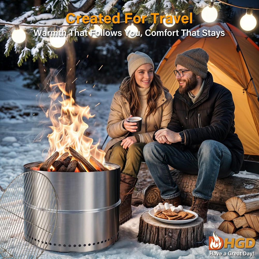 HGD 20 inch Smokeless Firepit Outdoor, Portable Smokeless Fire Pit for Campin...