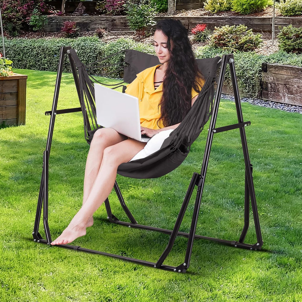 2 in 1 Hammock with Stand, Outdoor Hammock Swing Chair with Portable Heavy Du...