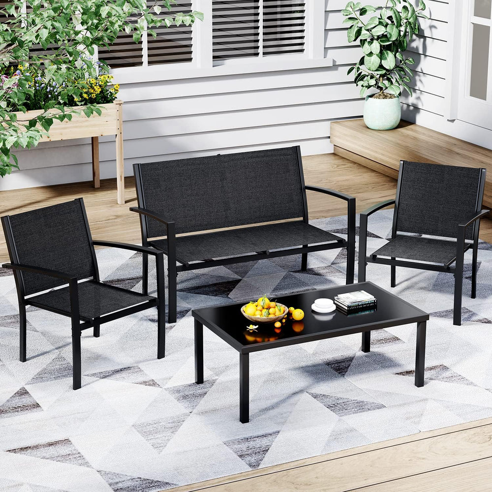 Greesum 4 Pieces Patio Furniture Set, Outdoor Conversation Sets for Patio, La...