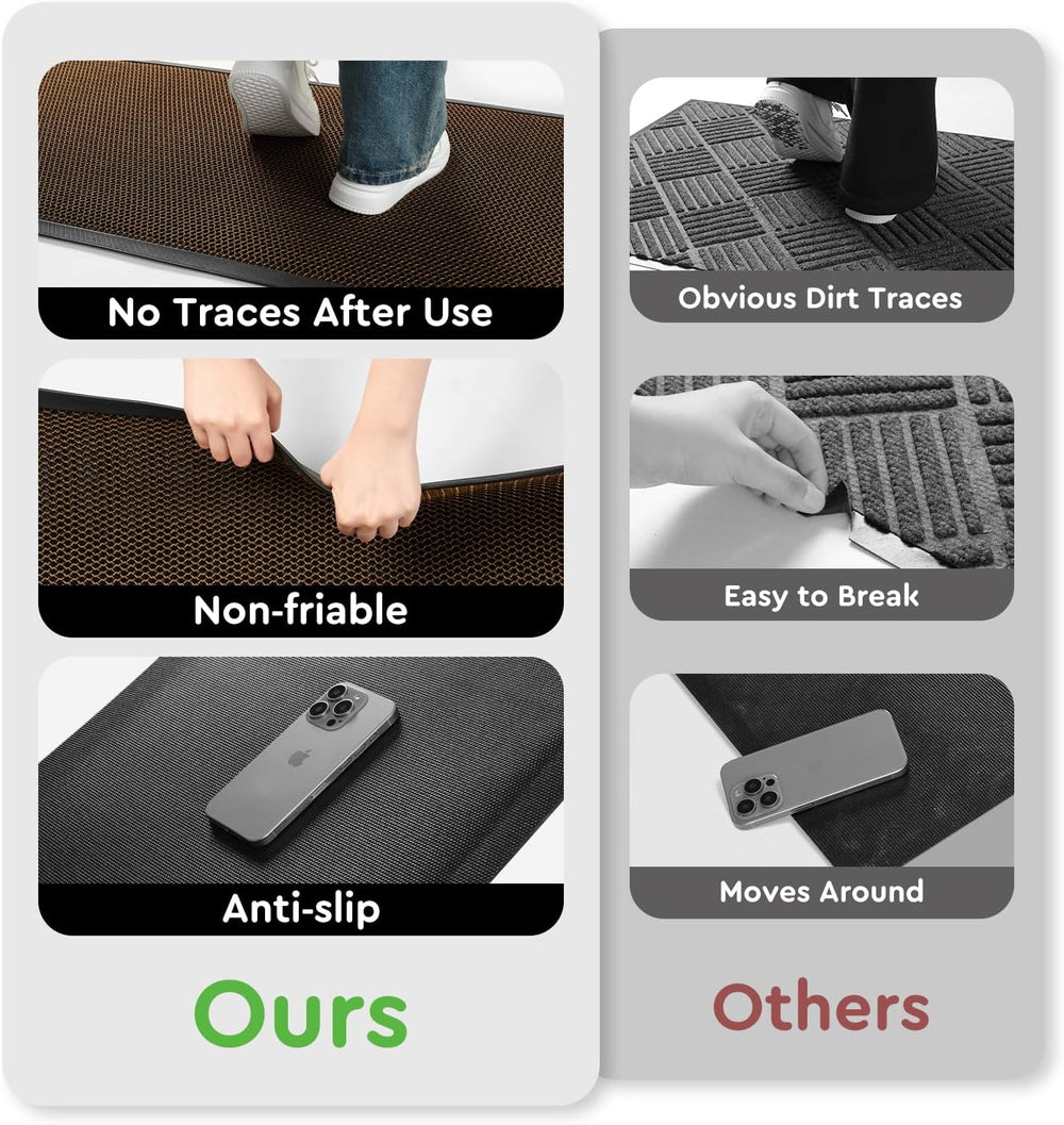Front Door-Mat Outside Entrance 24"x36" Doormat Non Slip Dirt Trapp...