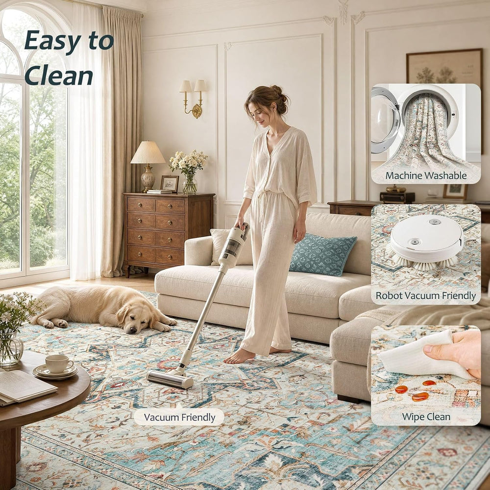 Tortania Area Rug 9x12 Living Room Rug Washable Soft Multi